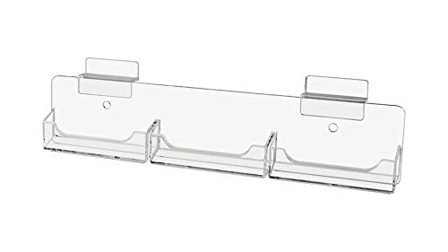 Marketing Holders 24 Pack Slatwall Business Card Holder 3 Pocket Clear Acrylic Rack for 3.5" x 2" Contact Gift or Appointment Cards No Assembly Required