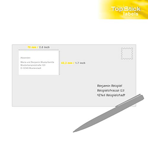 TopStick 8708 Address Mailing Labels, 21 Labels Per A4 Sheet, 70 x 42.3 mm, 21000 Labels, Self Adhesive, Stickers for Laser and Inkjet Printers, White
