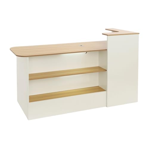 Modern Reception Desk,Commercial Reception Counter with Lockable Drawer & Storage Cabinet,Wood Reception Desk for Beauty Salon Hotel Office Lobby