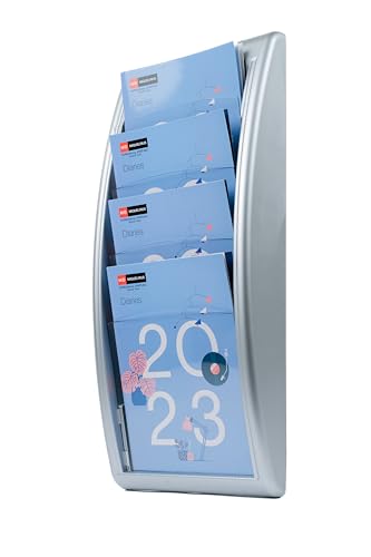 Fast Paper 710793 Quick Fit Literature Holder Wall-Mount 5 x 1/3xA4 Pocket W181xD95xH650mm Aluminium Ref 4062.35