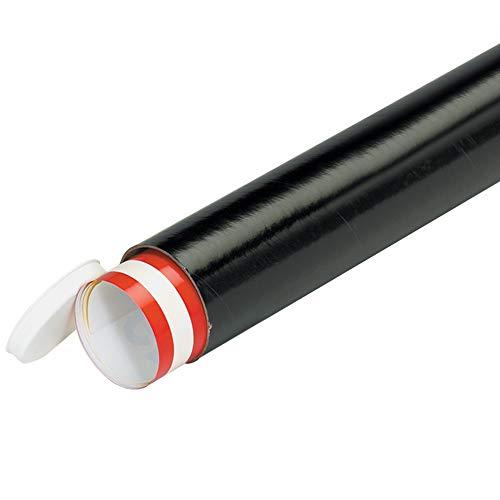 BOX USA Black Mailing Tubes with Caps, 3 Inch x 18 Inch, Pack of 24, for Shipping, Storing, Mailing, and Protecting Documents, Blueprints and Posters