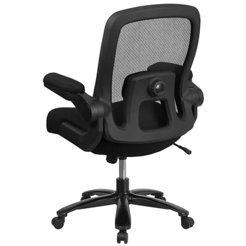 Scranton & Co Big and Tall Swivel Office Chair, Black Finish, Ventilated Mesh Back, Fabric Upholstered Padded Seat, Adjustable Lumbar Support, High Weight Capacity, Heavy Duty Metal Base, Ergonomic
