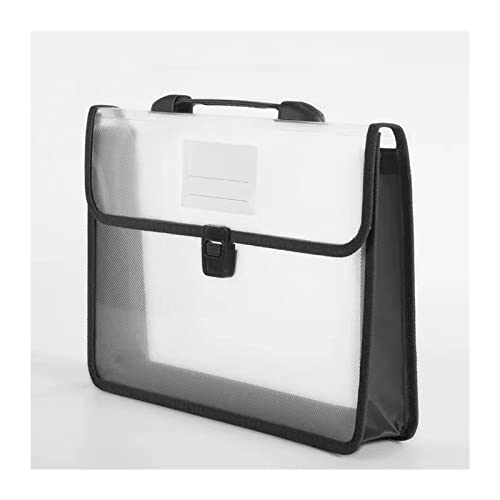 Filing Envelopes A4 Wallet Plastic Folder Poly Pockets Envelope Waterproof Expanding Document File Folders with Button Portable Handle Plastic Folders (Color : Black)
