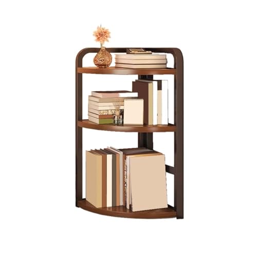 Office Bookshelf Industrial Style Corner Steel Fram Fan-Shaped Artificial Board Bookshelf Storage Rack