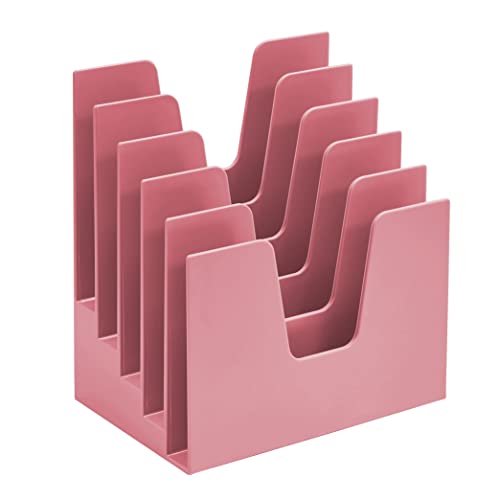 Acrimet 5 Section Incline File Sorter Organizer, Desktop Mail Holder, Pink