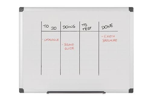 Bi-Office Maya Gridded Dry Wipe Aluminium Framed Double Sided Whiteboard 90x60cm