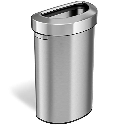 iTouchless 23 Gallon Semi-Round Open Top Trash Can and Recycle Bin, 87 Liter, Slim and Space-Saving Design for Home, Office, Kitchen, Restaurant, Restroom, Large Capacity