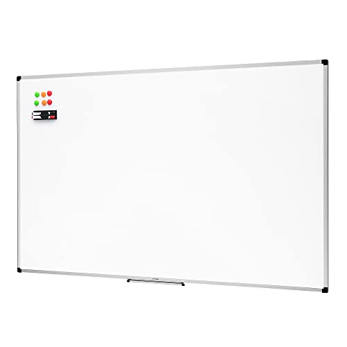 Amazon Basics Large Magnetic Dry Erase Whiteboard with Aluminum Frame, Pen Tray, Wall Mountable, 35.4" x 23.6", for School, Classroom, Office & Home