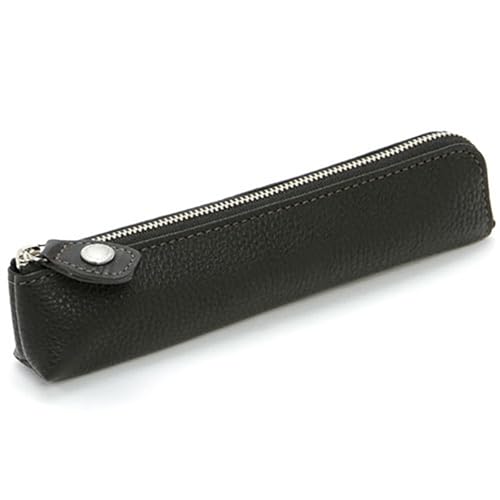 Kitamura(キタムラ) Pen Case, L-Shaped Open Mouth, Black/Grey Stitched [Black] 15801
