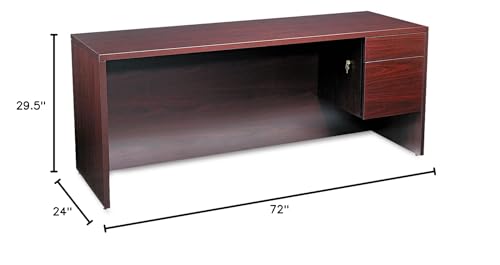 HON 10500 Series Single-Pedestal Credenza, Pedestal On Right, Mahogany
