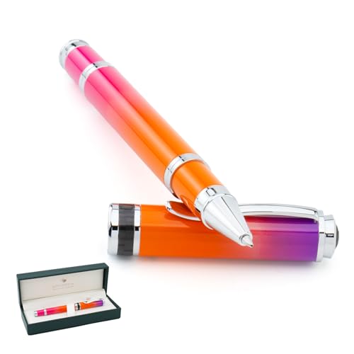 Monteverde USA Innova Ombre Fusion Luxury Rollerball Pen – Harmony Purple/Orange/Pink Gradient Finish – Smooth Blue Gel Ink – Italian-Inspired, Refillable Schmidt 888 Pen