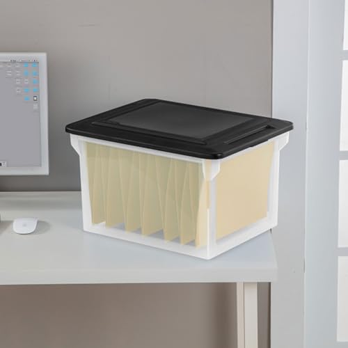 Sterilite File Box Tote with Lids for Letter and Legal Folders, 12-Pack
