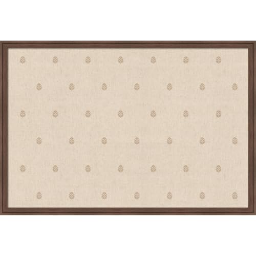 Kate and Laurel Framed Fabric Magnetic Board 38 x 26, Beige Botanical Block Print Printed Linen Casual Transitional Bulletin Board for Use as a Vision Board or Wall Organization, Florence Medium Brown