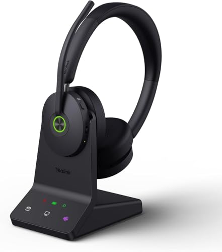Supply Central YealinkWH68 Bluetooth DECT 6.0 Wireless Headset (1208655) with ANC, 606ft Range, Teams Certified Dual Ear Headset, Acoustic Shield Mic for Office, PC, Laptop & Smartphone