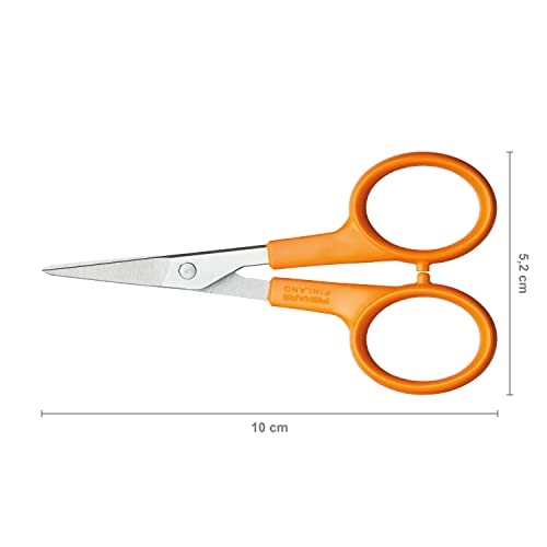 Fiskars Embroidery Scissors, Length: 10 cm, For Right- and Left-handed Users, Stainless Steel Blade/Plastic Handles, Orange, Classic, 1005143