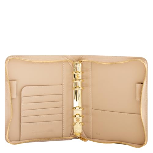 FranklinCovey - Bridget Ring-Bound Binder for FranklinCovey Planners | Simulated Leather with Zipper Closure (Compact, Pale Khaki)