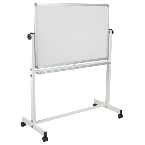 Flash Furniture Hercules Mobile Reversible Cork Bulletin Board, White