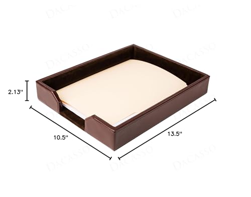 Dacasso Dark Brown Bonded Leather Luxury Letter Tray Holder - Paper Organizer for Desktop Office Essentials & Executive Desk Decor