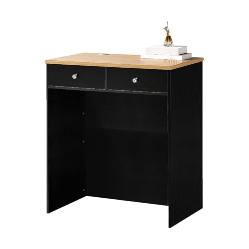 FKTHYO Reception Desk Counter Table, Small Reception Room Front Desk with Drawer, Wooden Computer Desk Reception Table, Retail Counter for Salon Checkout Office Hotel, Black