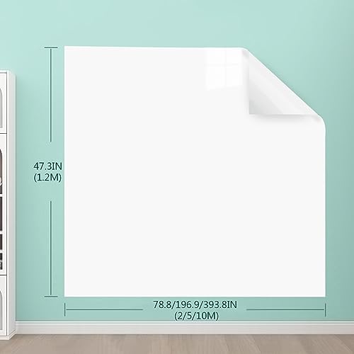 Removable Sticky whiteboard Film, Electrostatic Self Adhesive Dry Erase Whiteboard Contact Paper Roll White Multiple Sizes(47.3x393.8IN(1.2x10m))