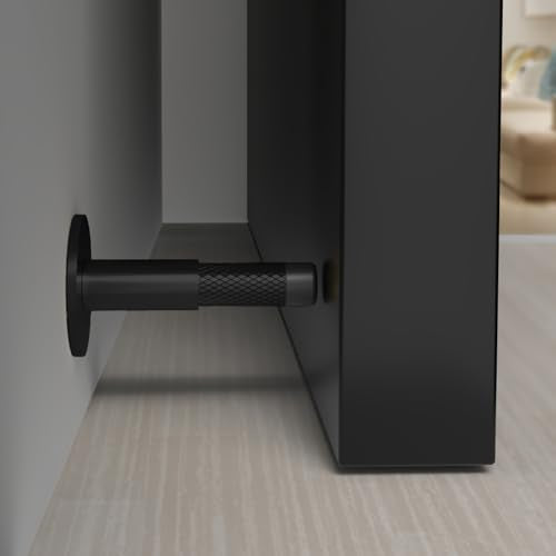 Mega Handles Knurled Baseboard Door Stop Matte Black (4-Pack) - Wall Mount