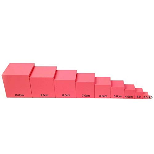 DANNI Preschool Children Math Teaching Aids Montessori Professional Pink Tower Without Stand 1 cm to 10 cm Early Childhood Education Toy