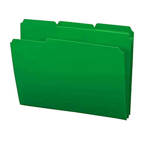 Smead 10502 Waterproof Poly File Folders, 1/3 Cut Top Tab, Letter, Green, 24/Box