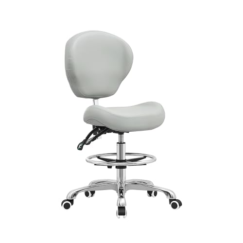 Kaleurrier Adjustable Stools Drafting Chair: with Back Rest & Foot Rest