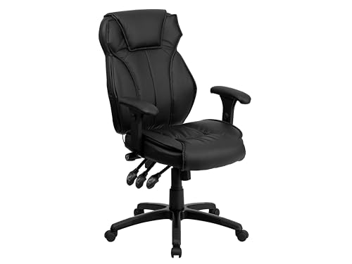 Flash Furniture LeatherSoft Swivel Ergonomic Office Chair with Arms, Black