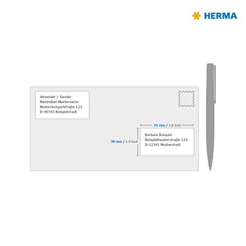 HERMA Self Adhesive Address Mailing Labels, 24 Labels Per A4 Sheet, 4800 Labels for Laser and Inkjet Printers, 70 x 36 mm (4633)
