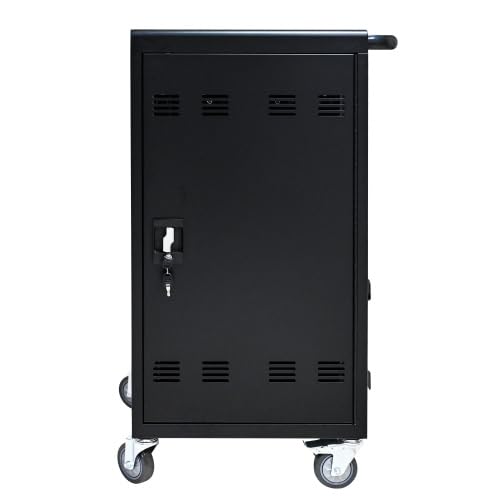 32-Device Mobile Charging Cart Lockable Steel Cabinet with Casters