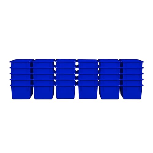 Wood Designs Cubby Storage Bin, Heavy Duty Plastic Containers for Kids Blue Cubby Tray Set of 30