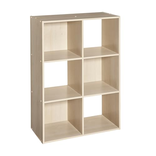 ClosetMaid Cubeicals 6 Cube Storage Shelf Organizer, Vertical or Horizontal, 35.88" H x 11.63" D x 24.13" W, Birch