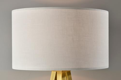 Adesso Antique Brass Floor Lamp with Off-White Fabric Shade
