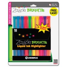 Liquid Highlighters, Chisel Point, 10/ST, Assorted Qty:6