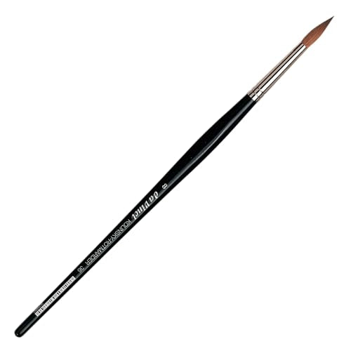 da Vinci Watercolor Series 36 Paint Brush, Round Russian Red Sable with Black Handle, Size 8