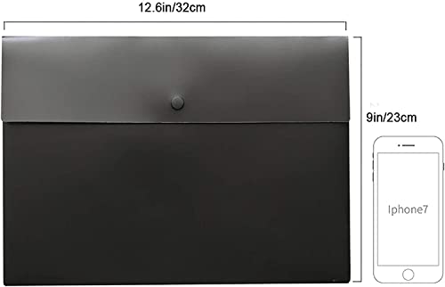 WODHAZNC 5 Pack A4 Letter Size File Folder Pockets Jacket Plastic Envelope Flat Document Organizer with Snap Button Closure(D)