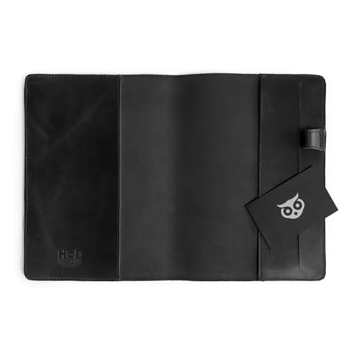 Hide & Drink, Case for Hardcover Leuchtturm A5 (5.75 x 8.25 in.) Notebook, Protective Cover for Journal, Personal Planner, Full Grain Leather, Handmade Writing Accessory (Charcoal Black, A5)
