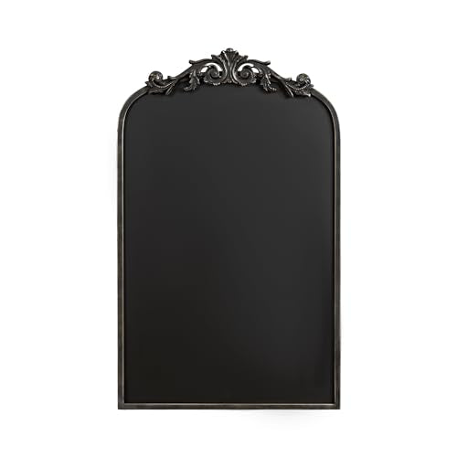Kate and Laurel Arendahl Decorative Vintage Arch Chalkboard; 19 x 31; Black; Framed Arched Ornate Magnetic Chalkboard for Unique Display; Decoration; and Organization