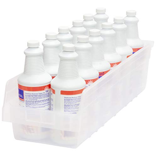 Akro-Mils 30084 Plastic Nesting ShelfMax Storage Bin Box, (24-Inch x 8-Inch x 6-Inch), Clear, (6-Pack)
