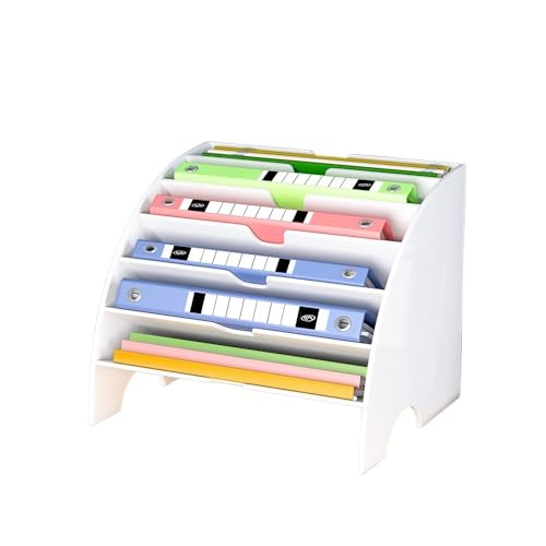 shuijingwu45 File Holder Office Fan Shaped Desk File Organizer Desktop Storage Sorter A4 Letter Tray Rack