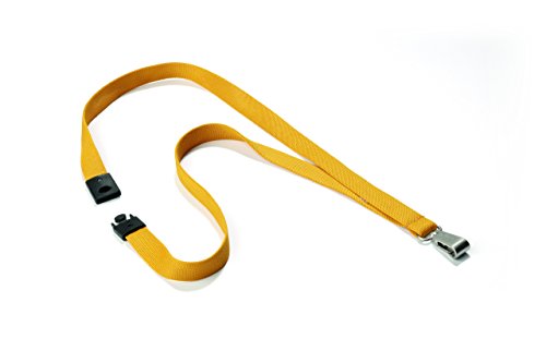 Durable Premium Breakaway Textile Lanyard, Unisex, Gold, 17", 10 Pack