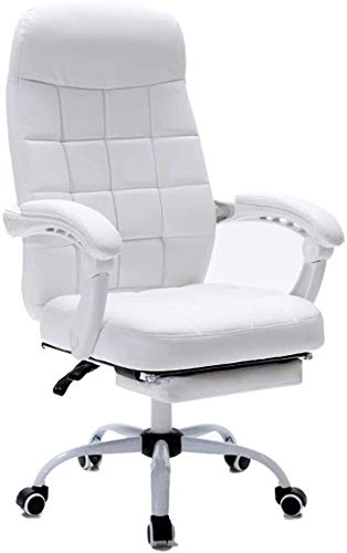 Office Chair Swivel Desk Chair Simple Boss Recliner Comfortable Home High Chair Conference Swivel Chair Lift Chair Rotatable Reclining (Color : Brown) (White)