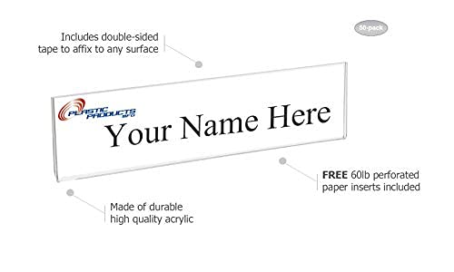 Plastic Products Mfg – Acrylic Name Plate Holder – 8.5" x 2" Wall Mount Nameplate Holder for Doors – Clear Acrylic Name Plate Display for Office Walls (10 Pack)