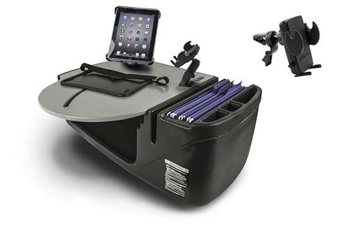 AutoExec Roadmaster Car Desk and Portable Workstation with Phone Mount, Tablet Mount and Phone Vent Clip, Grey