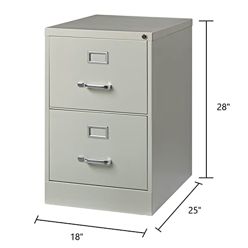 Pemberly Row 2 Drawers 28.38" Vertical Gray Metal Filing Cabinet Lockable Pre-Assembled Stationary Legal Size for Home, Office