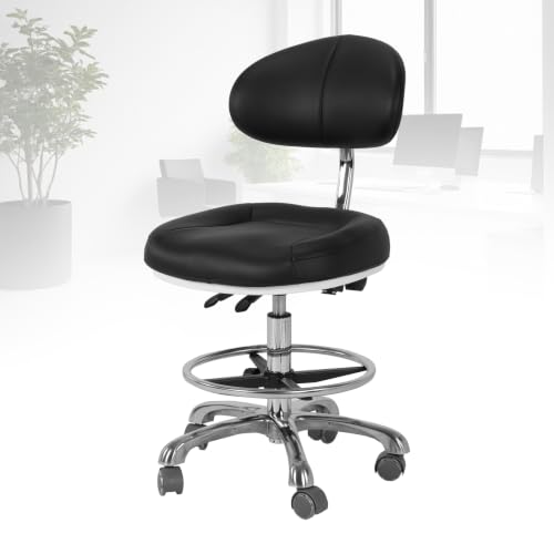 Ergonomic Drafting Chairs with Backrest & Foot Rest for Studio/Classroom/Lab/Counter/Medical/Tattoo Swivel Tall Office Chair Pneumatic Esthetician Drafting Stools Load Up 350LBS Capacity