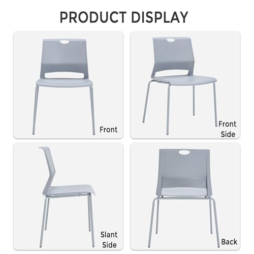 Sidanli 12 Pack Stackable Chairs, Waterproof One-Piece Molded Seat, Gray