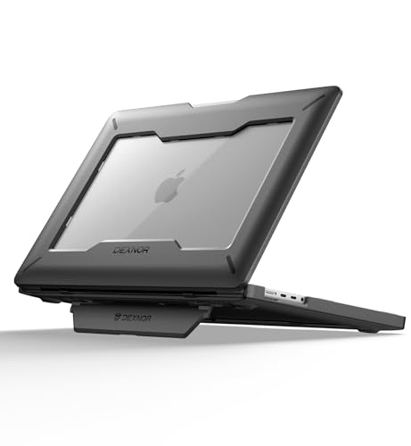 Dexnor for MacBook Pro 16 Inch Case (2024/2023/2021) with Kickstand, M4 / M3 / M2 / M1 Pro/Max (A2991 A2780 A2485) Heavy Duty Full Body Protective Cover with TPU Bumper for MacBook Pro 16 Inch, Black