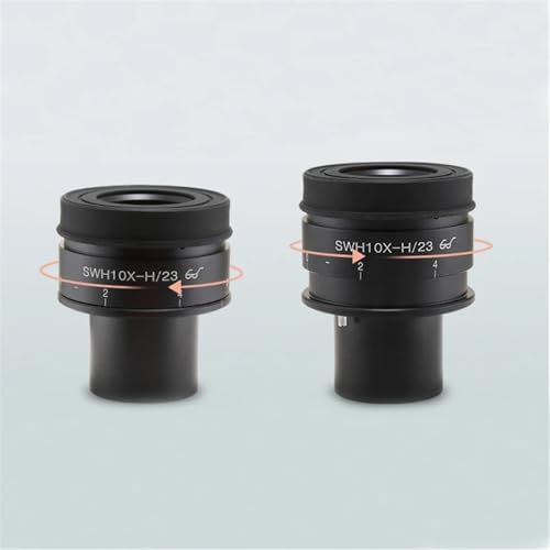Microscope Accessories Kit 10X-H/23mm 10X/25MM Stereo Microscope Metal Eyepiece Large Field Adjustable for Tube Size 30mm Rubber Lens Hood Microscope Slides(1pc 10x 23mm)